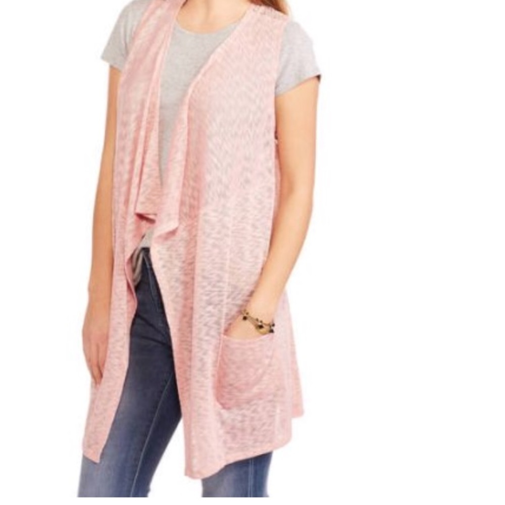 NEW•M-1X•Zen Bohemian Carrie Cascading Vest w/ Pockets Crochet Back Detail